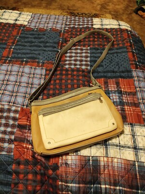 Very Cute Relic Brand Adjustable Strap Purse (Grey,Tan And Ivory)