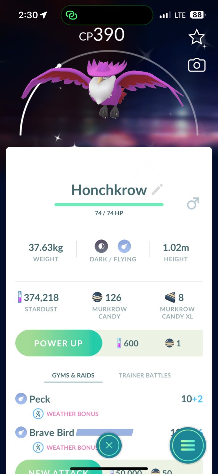 Pokémon GO - Shiny Honchkrow | Registered or 30 Days Friendship Bonus !!