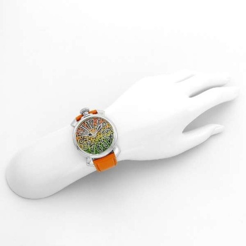 Gaga Milano 5020ART01ORG Manuale Quartz Leather Men's Watch New + Box & Paper's - Picture 4 of 4