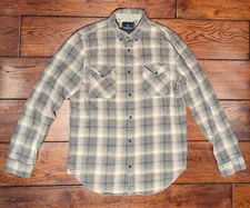 Roark Revival Men's Button-Up Classic Plaid Flannel Gray & Green Size Medium