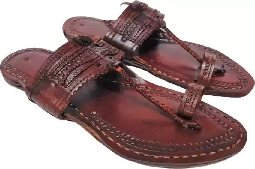 Aura Mens Kolhapuri Flat Leather Jutti Mojari Ethnic Shoes Size USA 8-12 HT1-5
