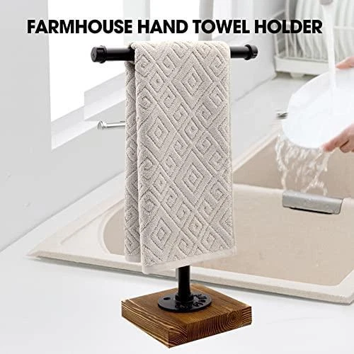 YESSAP Hand Towel Holder T Shape Height 17 Black Hand Towel