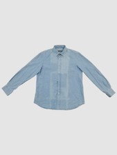  550 Stefano Ricci Men Blue Chambray Vintage Button Dress Sport Shirt 16.5 / 42