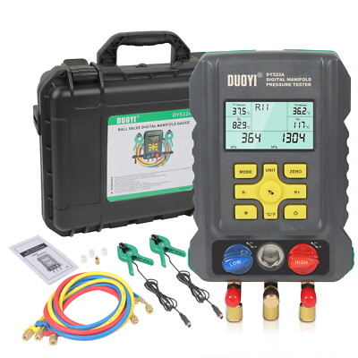 DUOYI Digital Refrigerant Manifold Gauges HVAC Pressure&Temp Vacuum Leak Tester