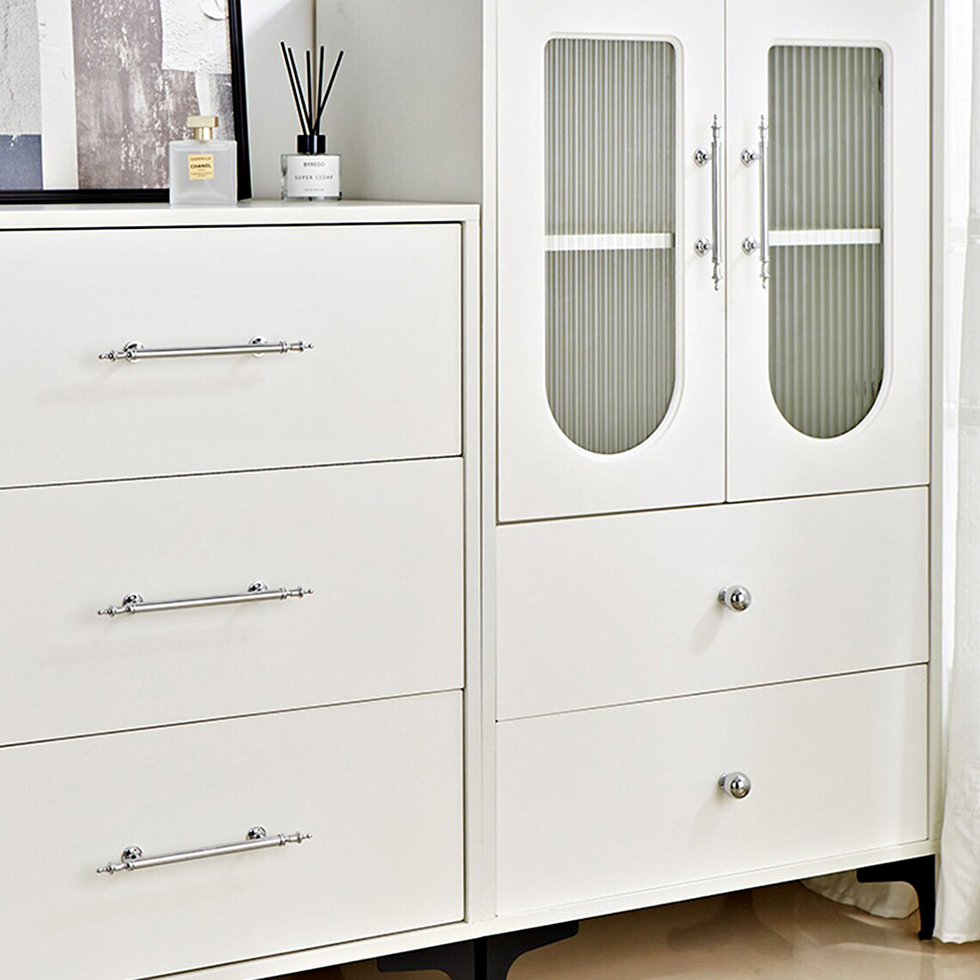 Silver Chrome Drawer Knob Dresser Pulls Handles Modern Kitchen Cabinet Knobs  | eBay
