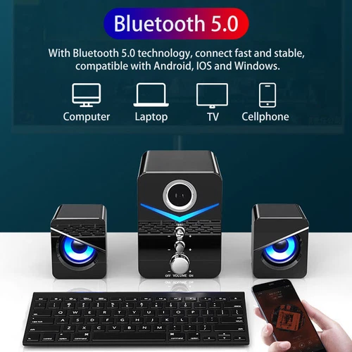 AUX Bluetooth USB Lautsprecher Bass Boxen für Laptop PC Computer Handy Schwarz - Bild 12 von 15
