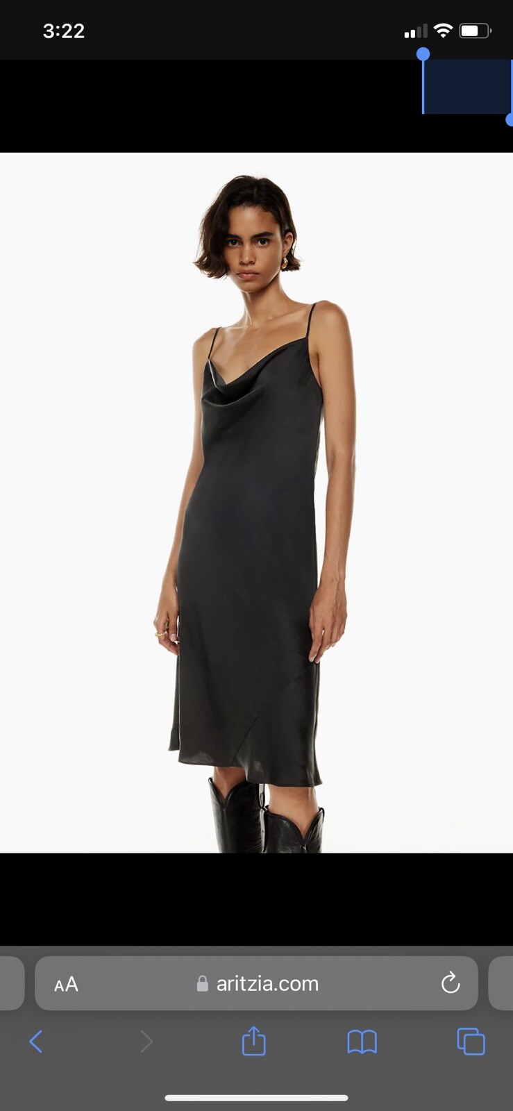 Aritzia Wilfred Cowlneck Slip Dress Black Xs Gem