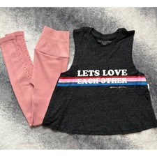 Bundle Spiritual Gangster Lets Love Crop Tank Self Love Leggings Pink Size XS