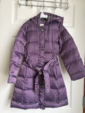 Lands End Parka Coat Girls S 5-6 Mystical Grape Hooded Zip Pockets Down Feather