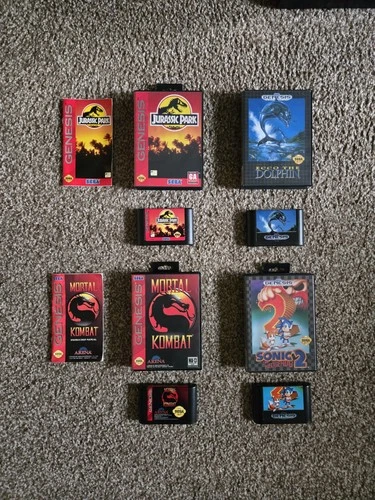 Vintage Sega Genesis CIB Game Lot - Sonic the Hedgehog 2, Mortal Kombat, & More