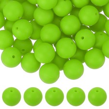 60 Pcs Silicone Beads, 15mm Bulk Beads for Keychain Making, Bright Green