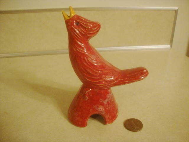 Vintage Pie Bird Vent RED Cardinal Unknown Maker HTF Collectible!