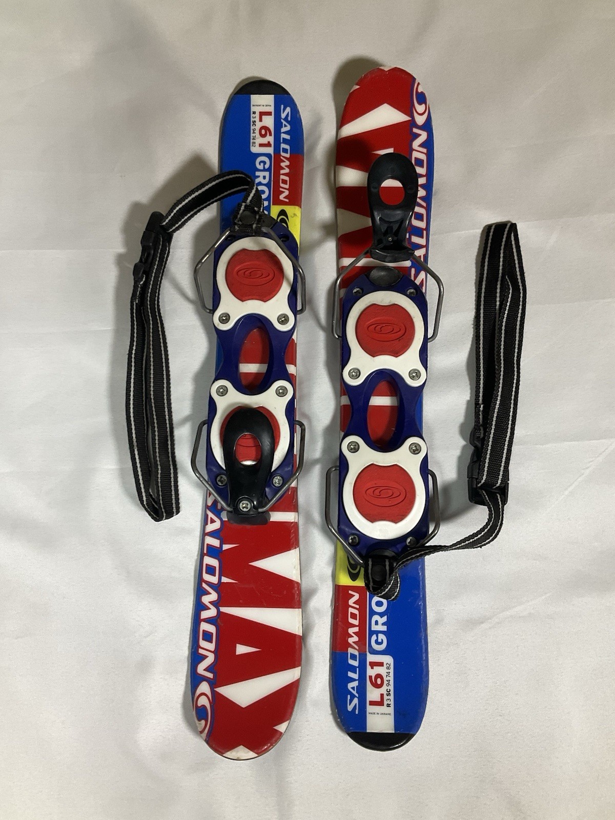 SALOMON GROM sci mini sci corto trick con guinzaglio rosso bianco blu 61 cm