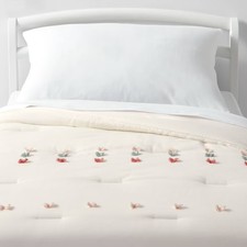 Toddler Pom Kids' Comforter Cream - Pillowfort: Quilted Bedding OEKO-TEX