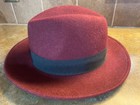 Target Womens 100% Wool Fedora Hat Burgundy Wide Brim Black Grosgrain Bow Band — photo 2
