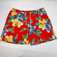 NWOT Polo Ralph Lauren Mens XL Red Tropical Hibiscus Floral Swim Trunks Shorts