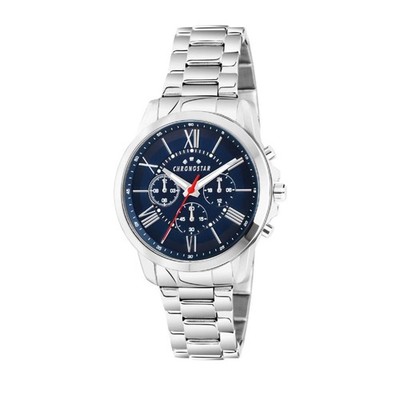 Chronostar Sporty - Herrenuhr Silber / blaues Zifferblatt (R3753271005)