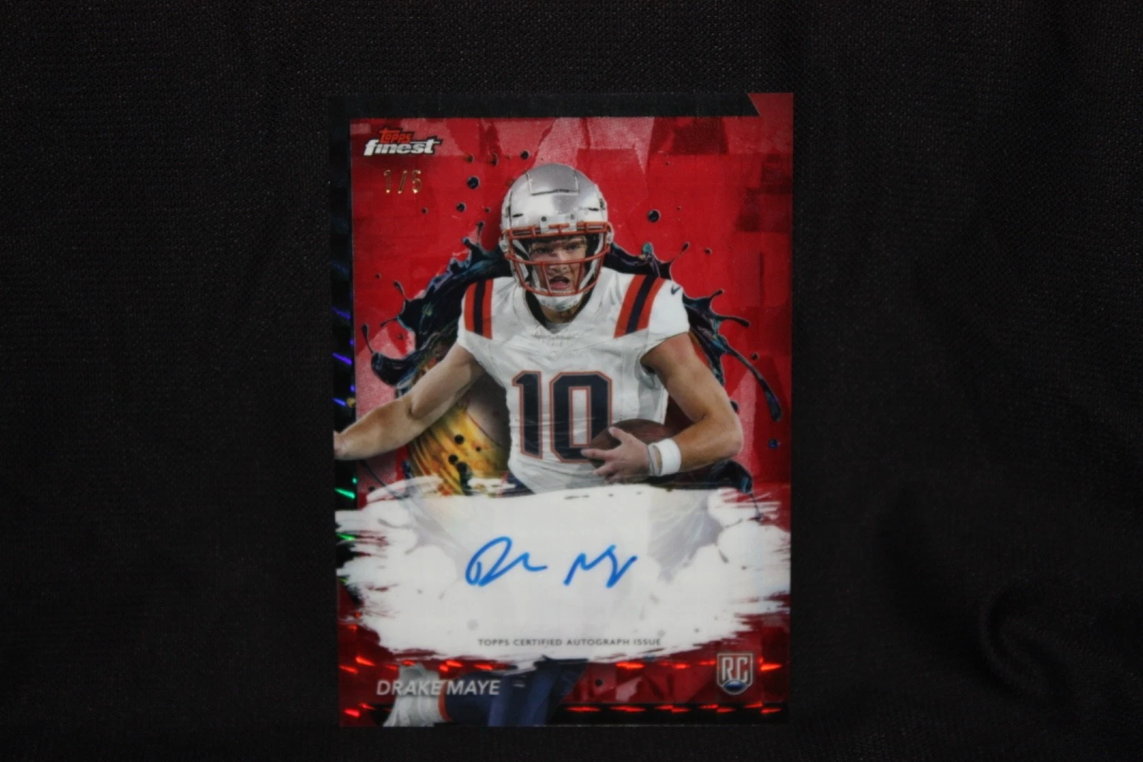 Drake Maye Topps Finest Rookie Finest Autographs #RFADM Red Geometric