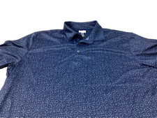 Greg Norman Polo Shirt Mens XL Blue Geometric ML75 Shark Golf Play Dry