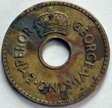 1942 S FIJI 1 One Penny Coin World Foreign Coins WWII World War 2 King George VI
