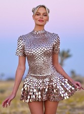 Rose- gold Shell Sequins mini Dress