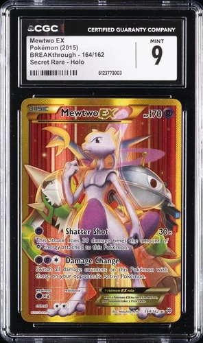 2015 POKEMON XY BREAKTHROUGH SECRET RARE #164 FULL ART MEWTWO HOLO CGC 9