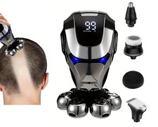 Rechargeable 5-in-1 Grooming Kit with 7D Electric Rotary Head Shaver For Men