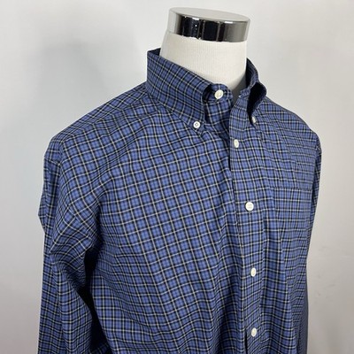 LL Bean LT Tall Scoth Plaid Shirt Blue White 100% Cotton Button Down 0VU36
