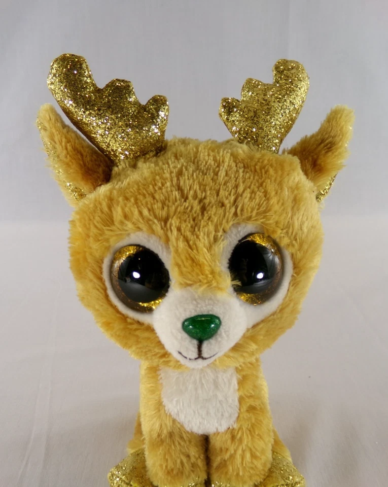 Ty Beanie Boo TySilk Reindeer Glitzy 2018 8" Plush Stuffed Animal Toy - EUC - Image 4 of 4