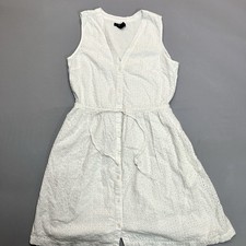 Gap Dress Women XS White Sheath Sleeveless V-Neck Button Casual Dress W/ Pockets