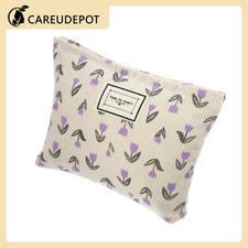 1Pcs Women Floral Makeup Bag Cosmetic Pouch Cosmetic Tools Storage Beige Purple