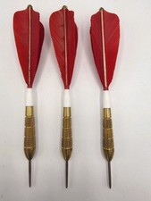 Vintage Unicorn Red Feather Set Of Brass Darts in Clear Case