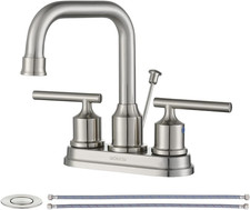 Centerset Bathroom Faucet Brushed Nickel: 4 Inch Bathroom Sink Faucets with Lift