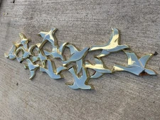 Large Vtg Mid-Century Modern "Flock of Birds" by Syroco Wall Art Gold NL