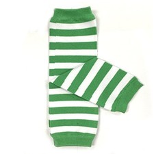 Baby Stripes and Chevron Leg Warmers, Green and White S