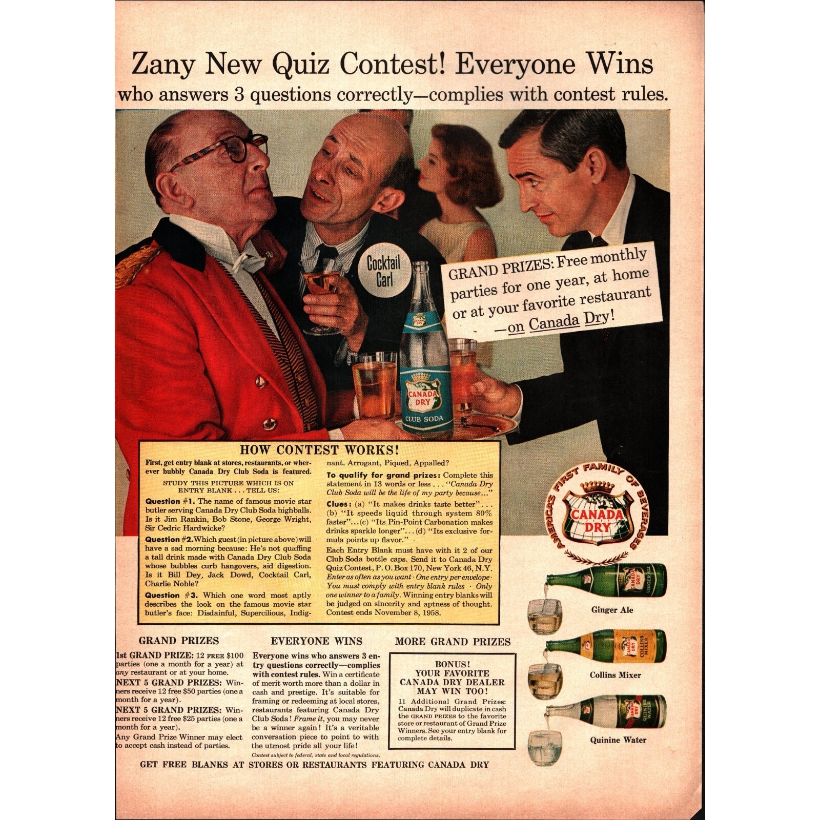 VINTAGE 1958 Print Ad Canada Dry & Metropolitan Life Insurance Company ...