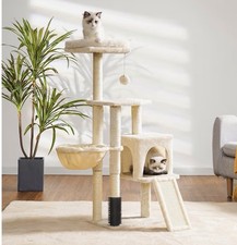 Heybly Cat Tree with Cat Self Groomer Brush Cat Tower Condo for Indoor Cats New