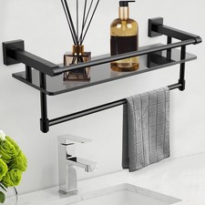 Glass Shelf for Bathroom 20 Inch Bathroom Shelves with Towel Bar Tempered Gla...