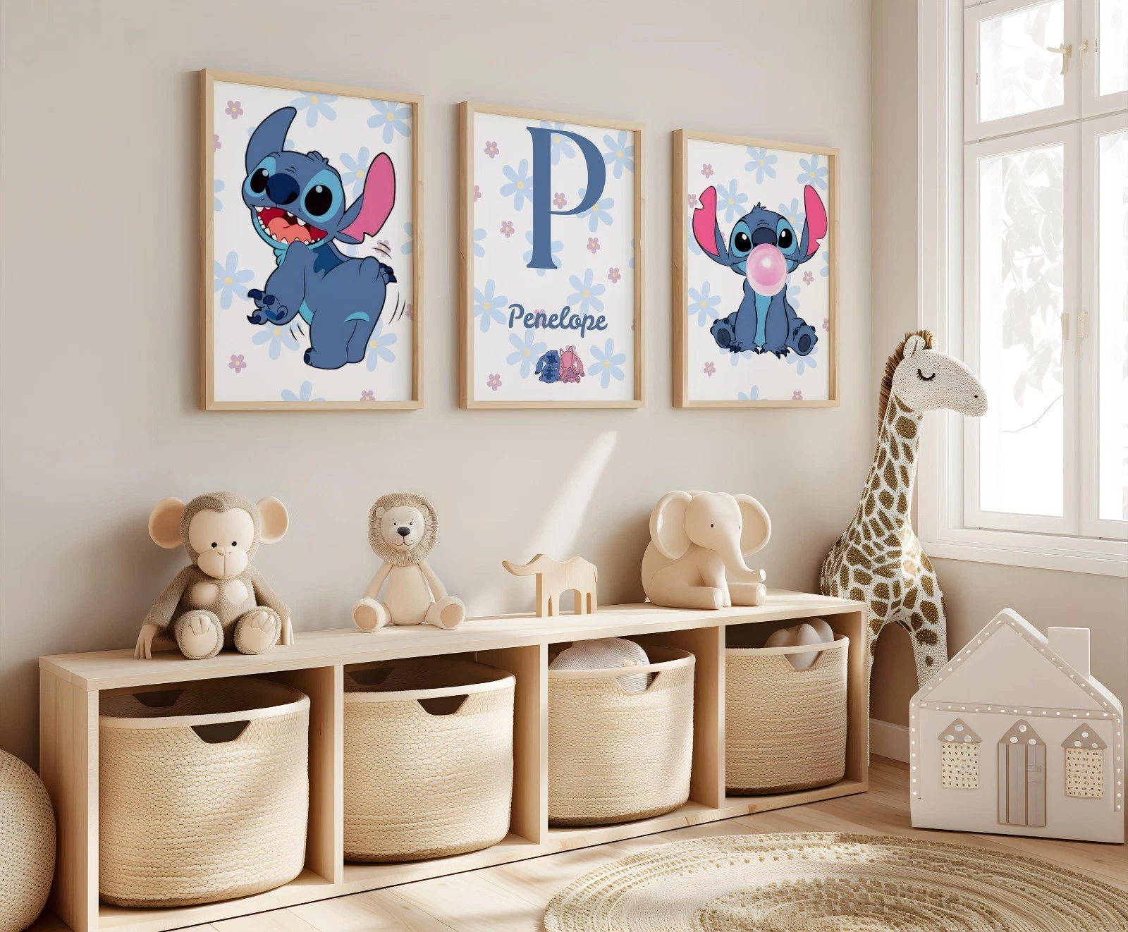 Lilo Stitch Personalised Wall Art Poster Prints Set of 3 A3 A4 Girls Room Decor