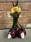 Hand Blown Murano Art Glass Clown Red Green 9 in Rare Design