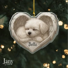 Personalized Maltese Dog Angel Ash AcrylicOrnament, Gift for Dog Lovers