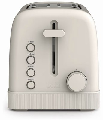 Bella 2 Slice Toaster, 6 Setting Shade Control w Reheat, 900 Watt, Oatmilk