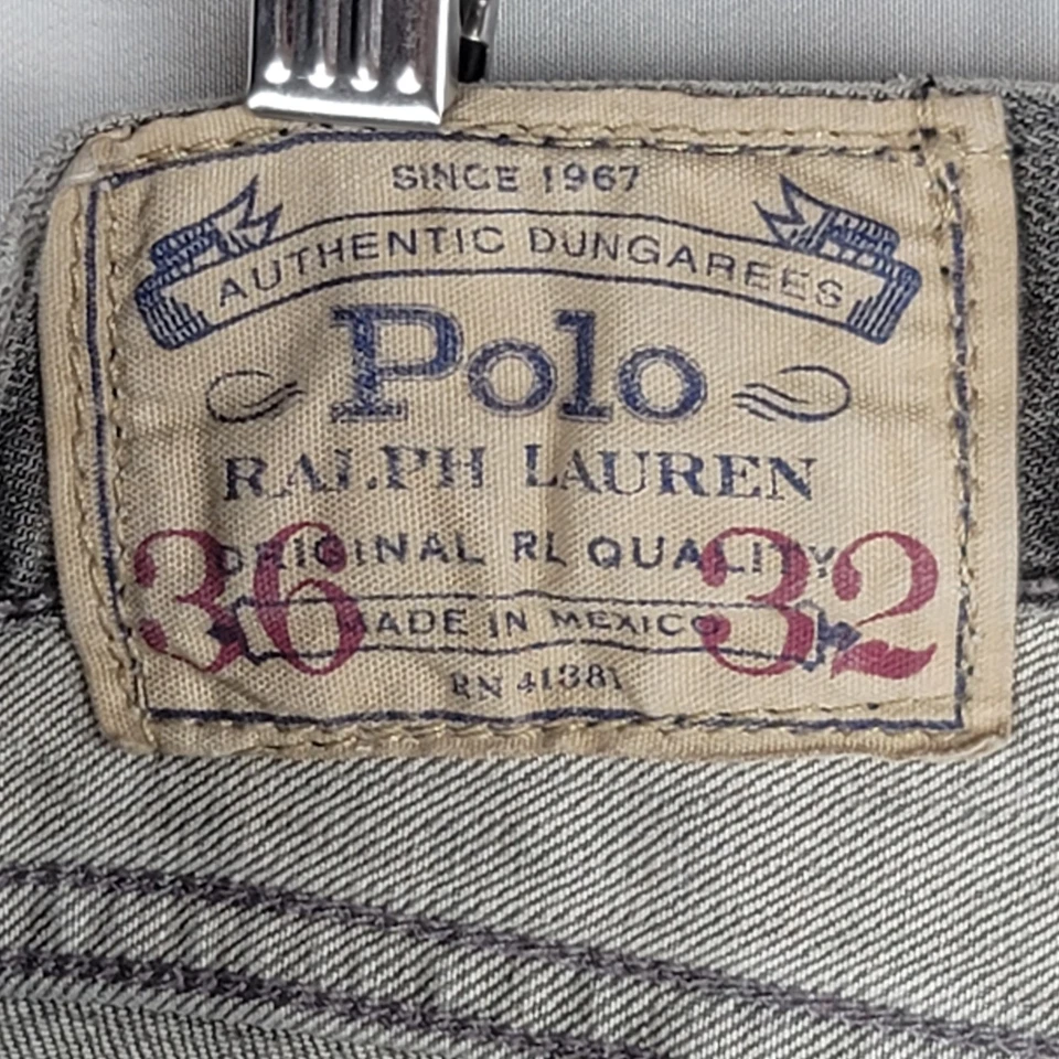 Pantalones de mezclilla rectos ajustados Polo Ralph Lauren Varick gris 36x32 (27) gris Rutland elástico Foto 4 de 4