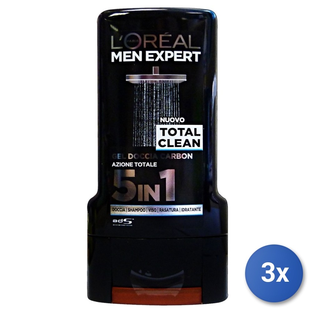 3x L’Oréal Paris Men Expert Total Clean 5In1 Shower Gel 300Ml