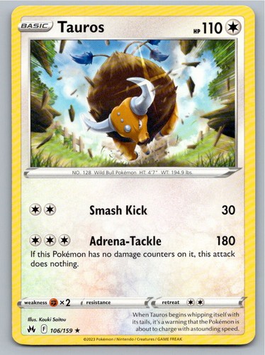 2023 POKEMON TAUROS CROWN ZENITH 106/159 R NM A82935 FREE S&H