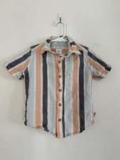 Tommy Bahama Boys Collared Button Down 100 Cotton Striped Shirt, Size 5/6