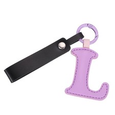 Initial Letter Keychain PU Leather Letter-L Key Chains for Women Purple