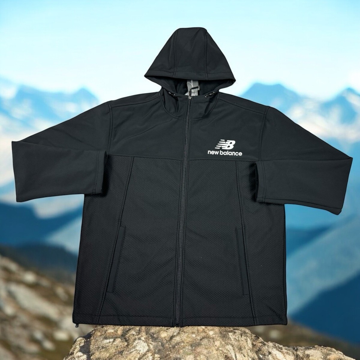 New Balance Mens Size L Full Zip Soft Shell Fleece Lined Black