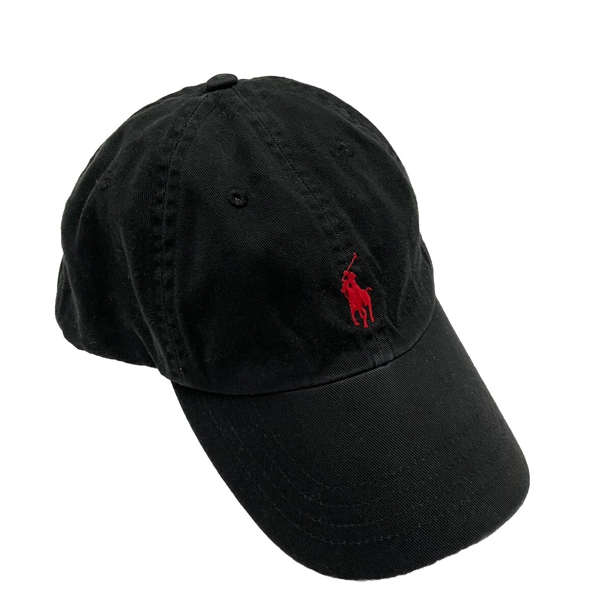 Polo Ralph Lauren nero rosso pony strapback berretto da baseball cappello papà preppy