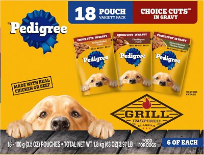 Choice Cuts In Gravy Adult Soft Wet Dog Food 18-Count Variety Pack,3.5oz Pouches